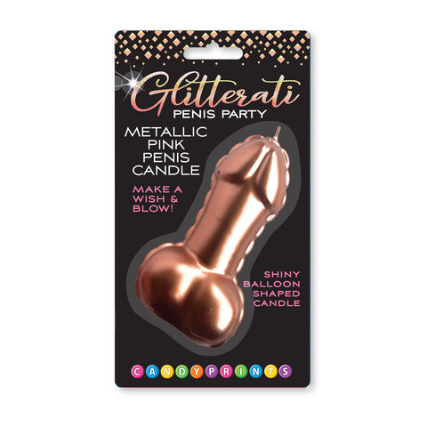 Glitterati Metallic Pink Penis Candle 10 Centimeter Party Decoration Pink Novelty Candles