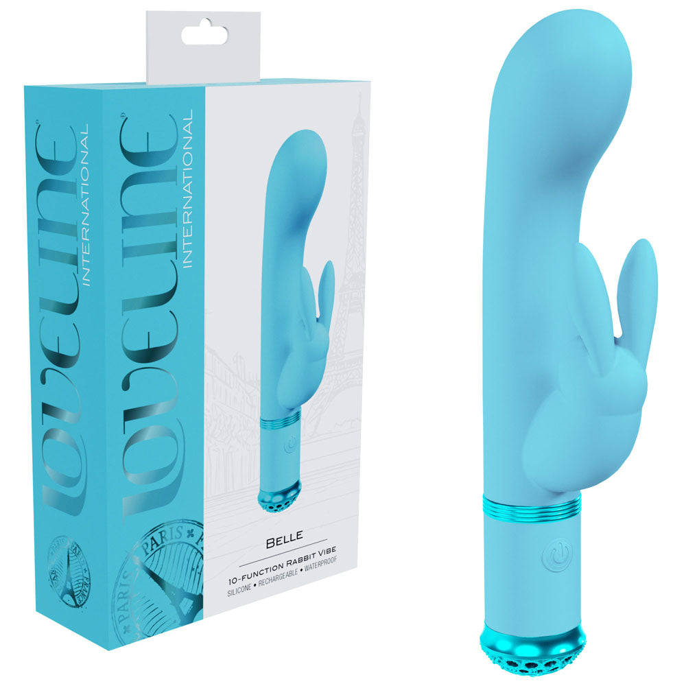 Loveline Belle 15.6 cm USB Rechargeable Rabbit Vibrator Blue VIBRATORS-RABBIT