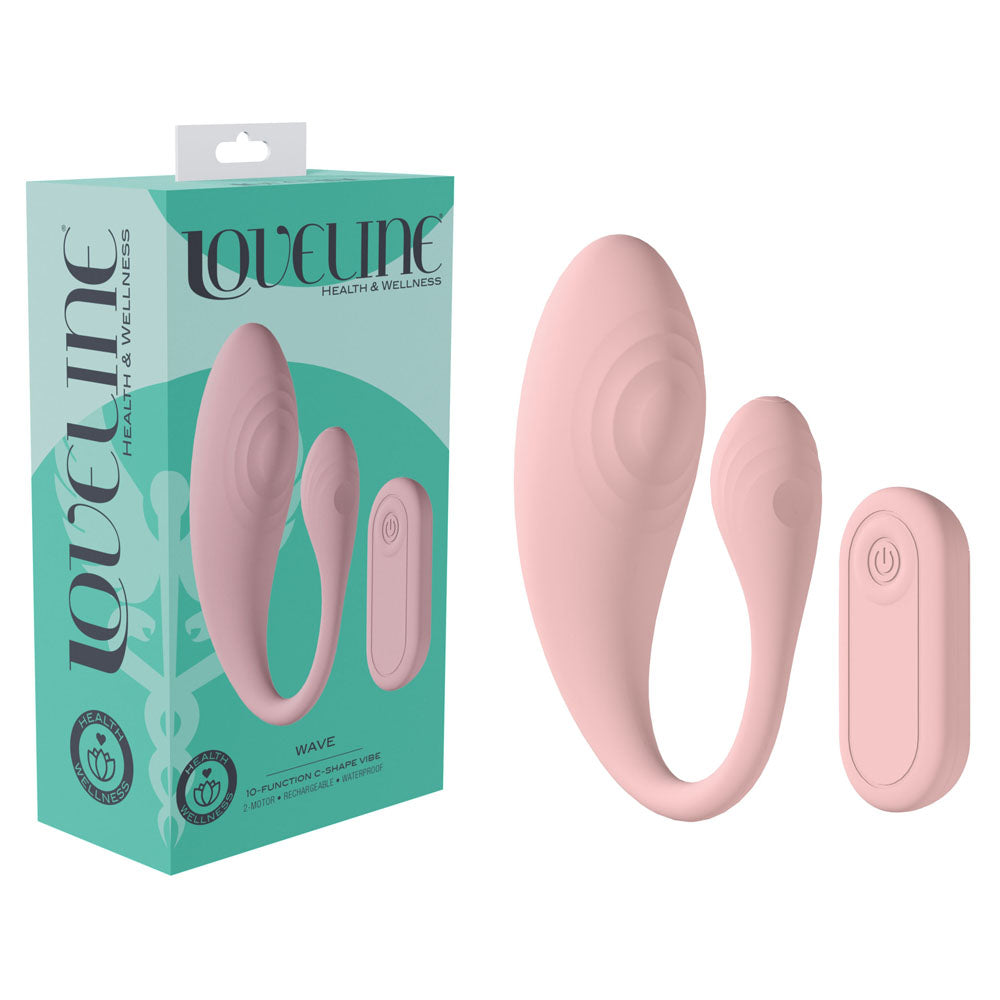 Lovelife Wave USB Rechargeable C Shaped Vibrator with Remote Control Pink Couples Toys