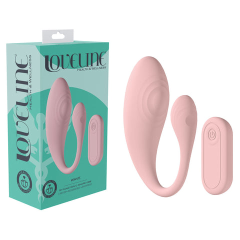 Lovelife Wave USB Rechargeable C Shaped Vibrator with Remote Control Pink Couples Toys
