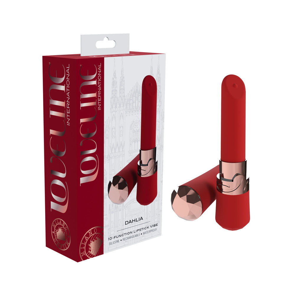 Loveline Dahlia 12.5 cm USB Rechargeable Lipstick Vibrator for Discreet Pleasure Red BULLETS