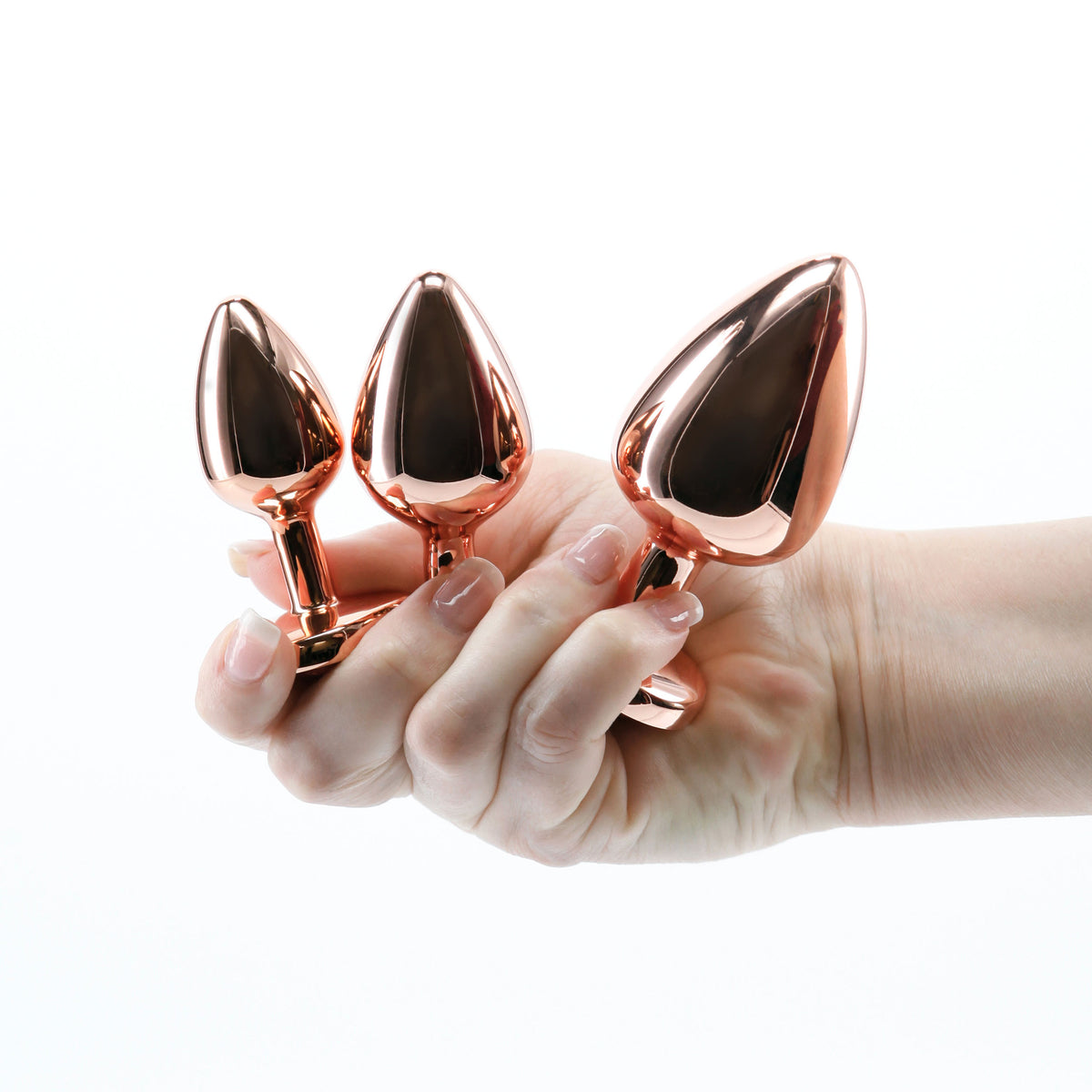 Rear Assets Trainer Kit - Set of 3 (Small 2.79", Medium 3.23", Large 3.74") with Pink Gems > Anal Range > Butt Plug Kits