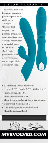 Evolved FIERCE FLICKER Dual Vibe 19.5cm Waterproof > Vibrators > Ladies > Rabbit