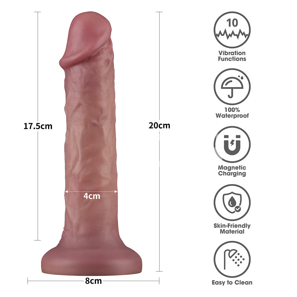 Lovetoy Dual-Density Power Cock – 8 Inch USB Rechargeable Vibrating Dong > Vibrators > Realistic Vibrators