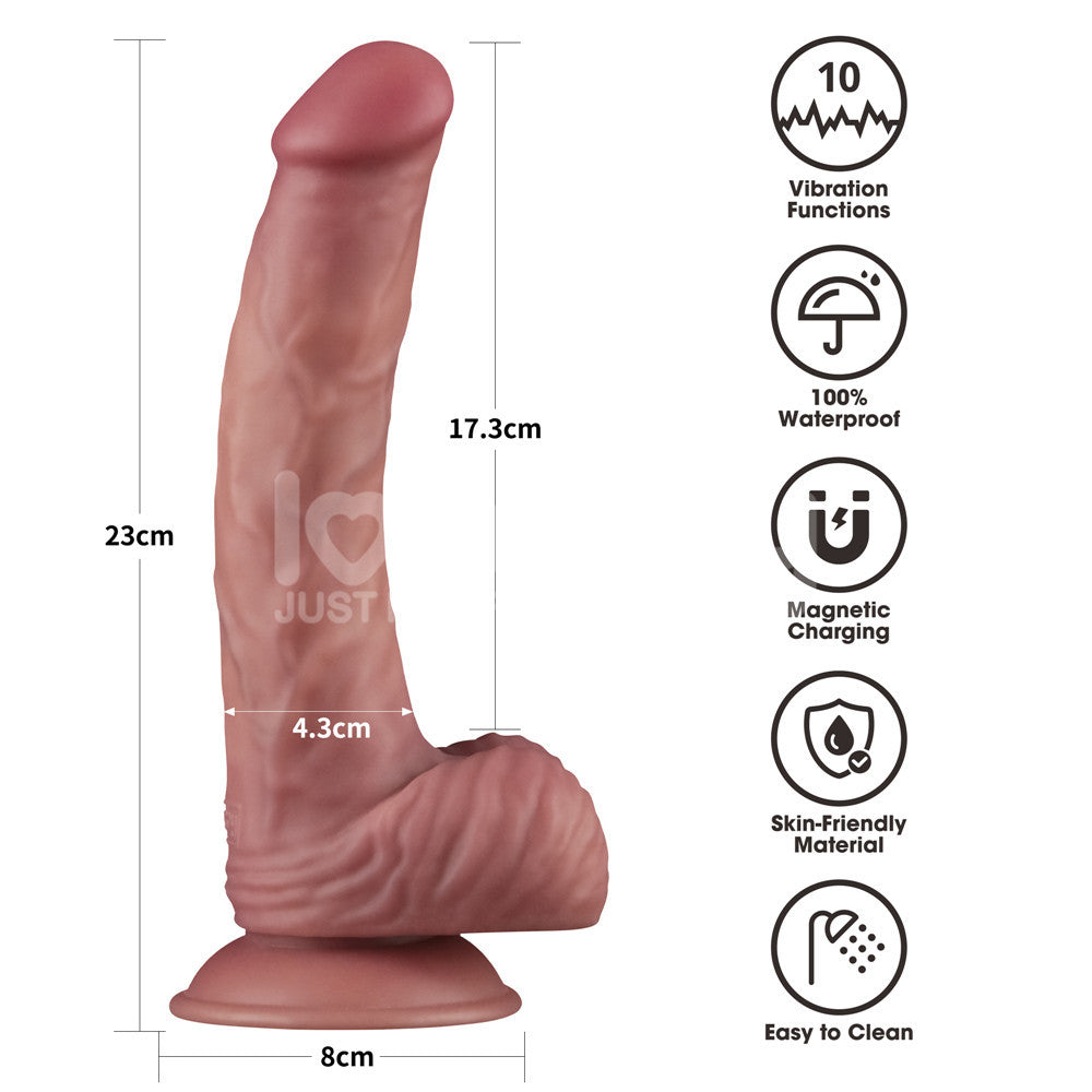 Lovetoy Dual-Density Power Cock – USB Rechargeable 9 Inch Vibrating Dildo > Vibrators > Realistic Vibrators