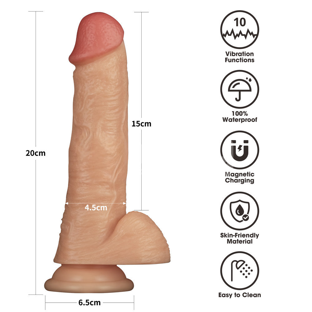 Power Basics 8 Inch Vibrating Dildo – Lifelike Waterproof Dildo Dongs Realistic