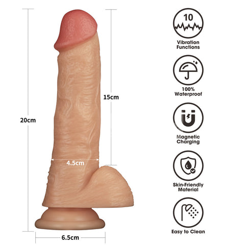 Power Basics 8 Inch Vibrating Dildo – Lifelike Waterproof Dildo Dongs Realistic