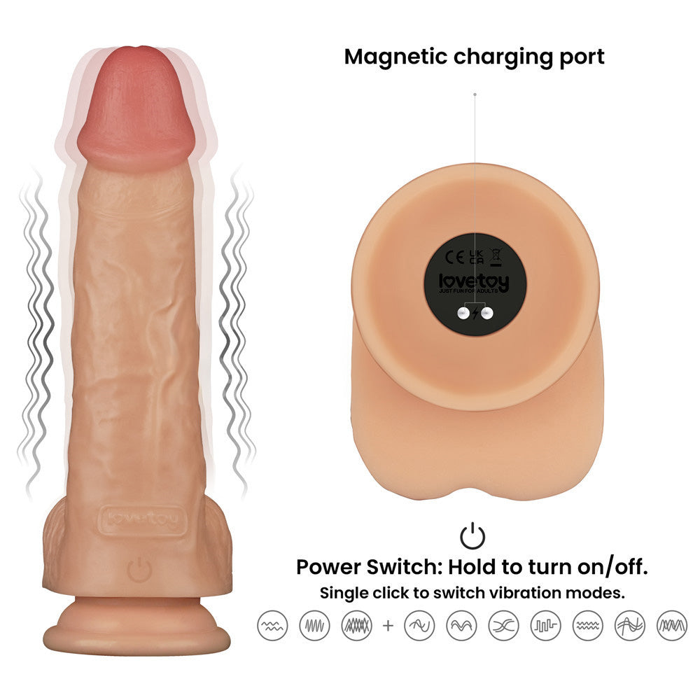 Power Basics 9 Inch Vibrating Dildo – Realistic Design Dildo Dongs Realistic