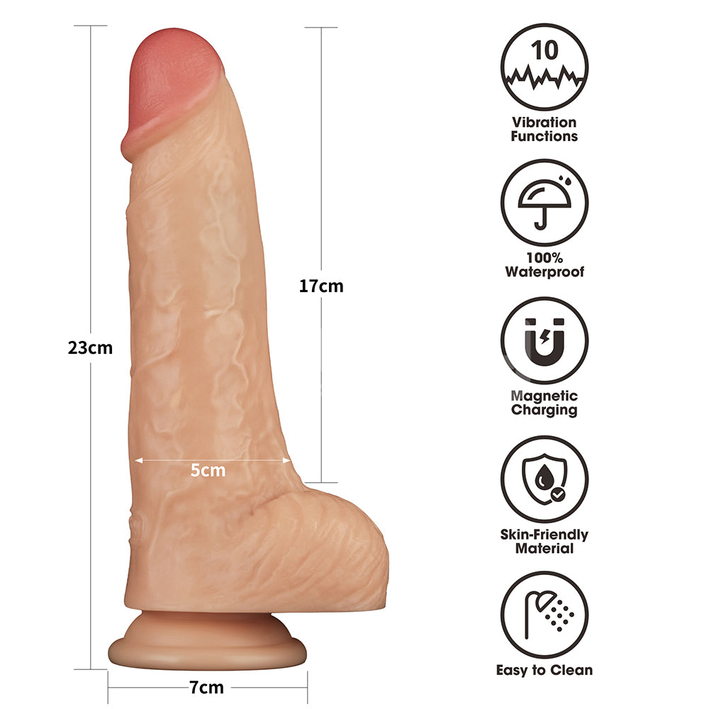 Power Basics 9 Inch Vibrating Dildo – Realistic Design Dildo Dongs Realistic