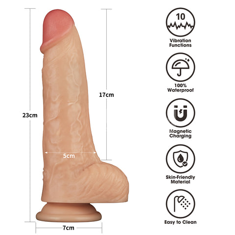 Power Basics 9 Inch Vibrating Dildo – Realistic Design Dildo Dongs Realistic