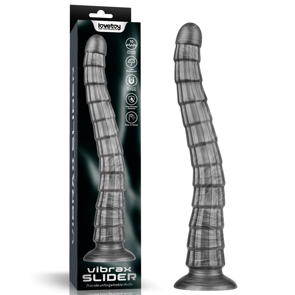 King Sized Vibrax Slider (Grey) – USB Rechargeable Vibrating Dildo 36.8 cm (14.5 Inches) Grey Dongs Big
