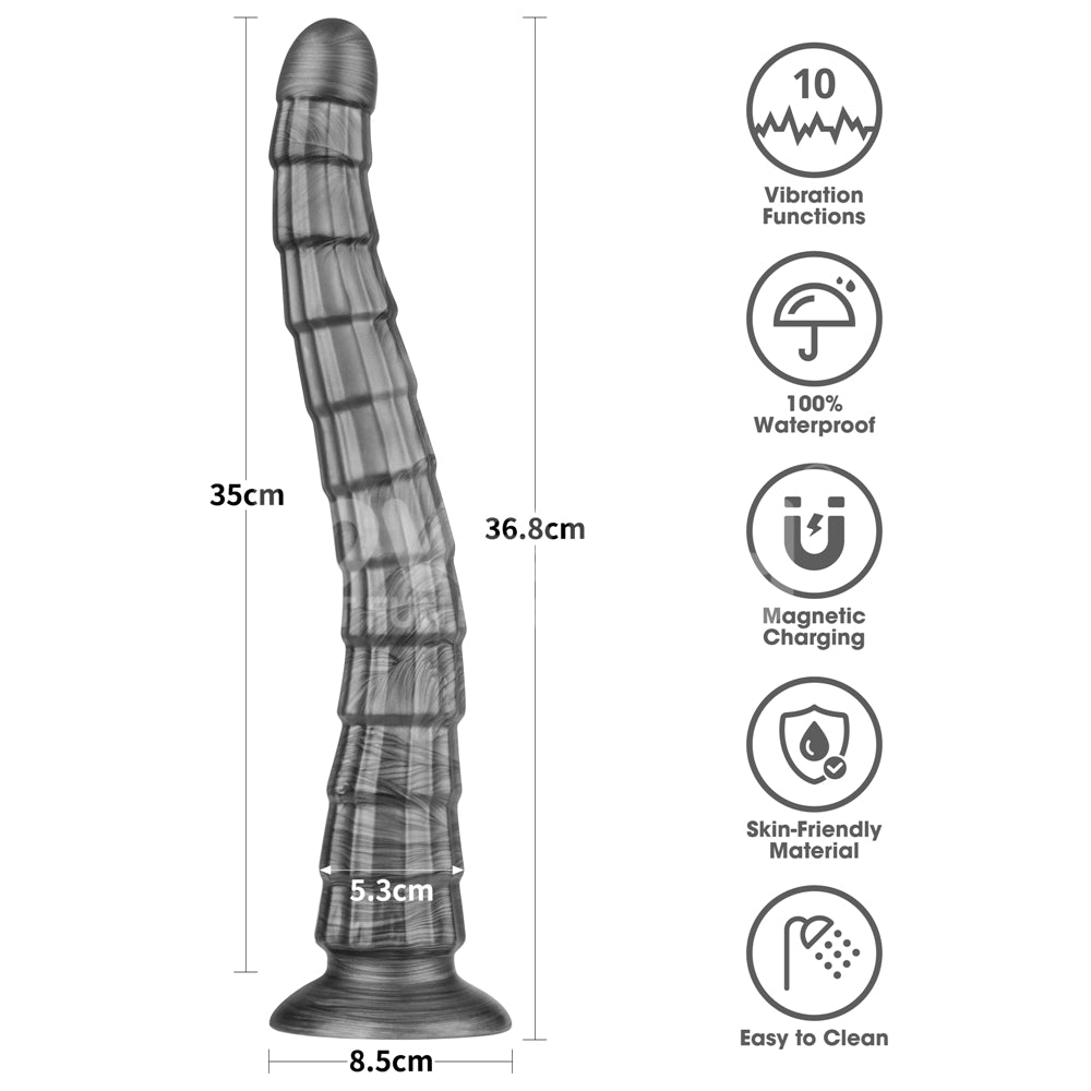 King Sized Vibrax Slider (Grey) – USB Rechargeable Vibrating Dildo 36.8 cm (14.5 Inches) > Dildos > Oversized Toys