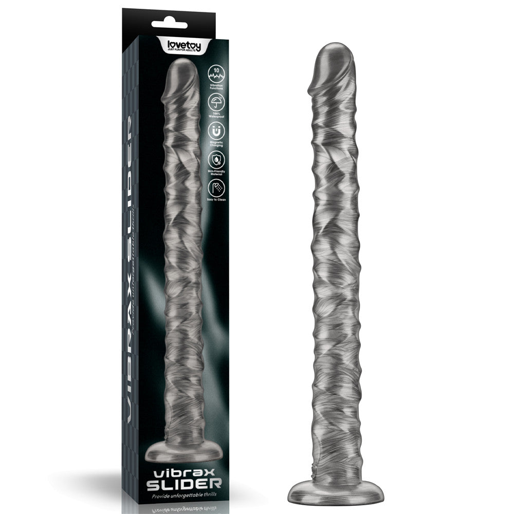 Vibrax Slider King Sized – 16 Inch USB Rechargeable Vibrating Dildo Grey > Dildos > Oversized Toys