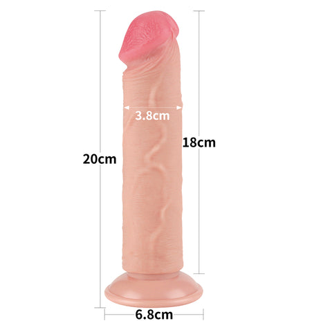 Sliding Skin Dual Layer Dong 20 cm (8 Inch) – Realistic Flexible Dual Density Dildo Dongs Realistic