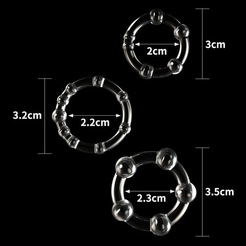 Power Plus Triple Beaded Cock Ring Set of 3 COCK RING Set