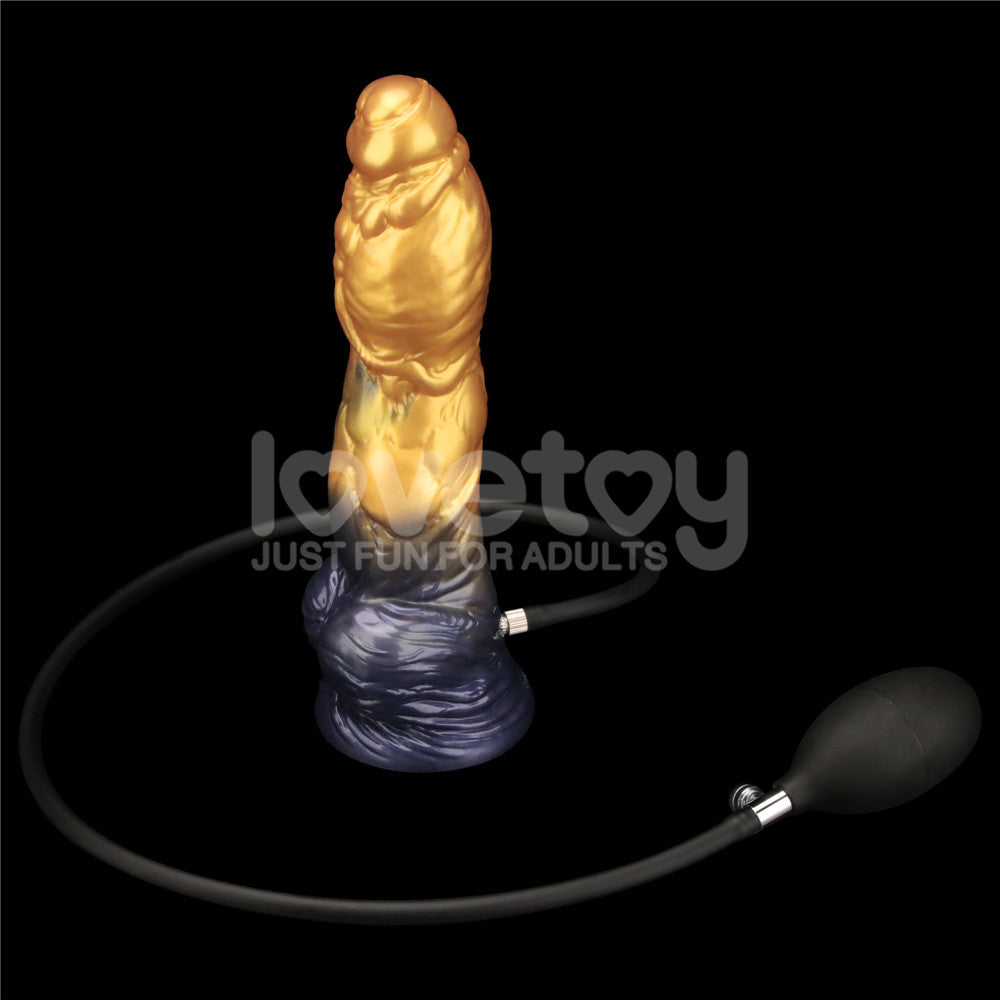 Aerosx Dual Density Inflatable Dildo (Gold/Blue) 10 Inch 33 cm – Versatile Inflatable Dildo Fantasy Dongs