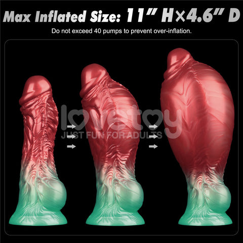 Aerosx Dual Density Inflatable Dildo (Red/Green) 8 Inch 28 cm – Adjustable Inflatable Dildo Fantasy Dongs