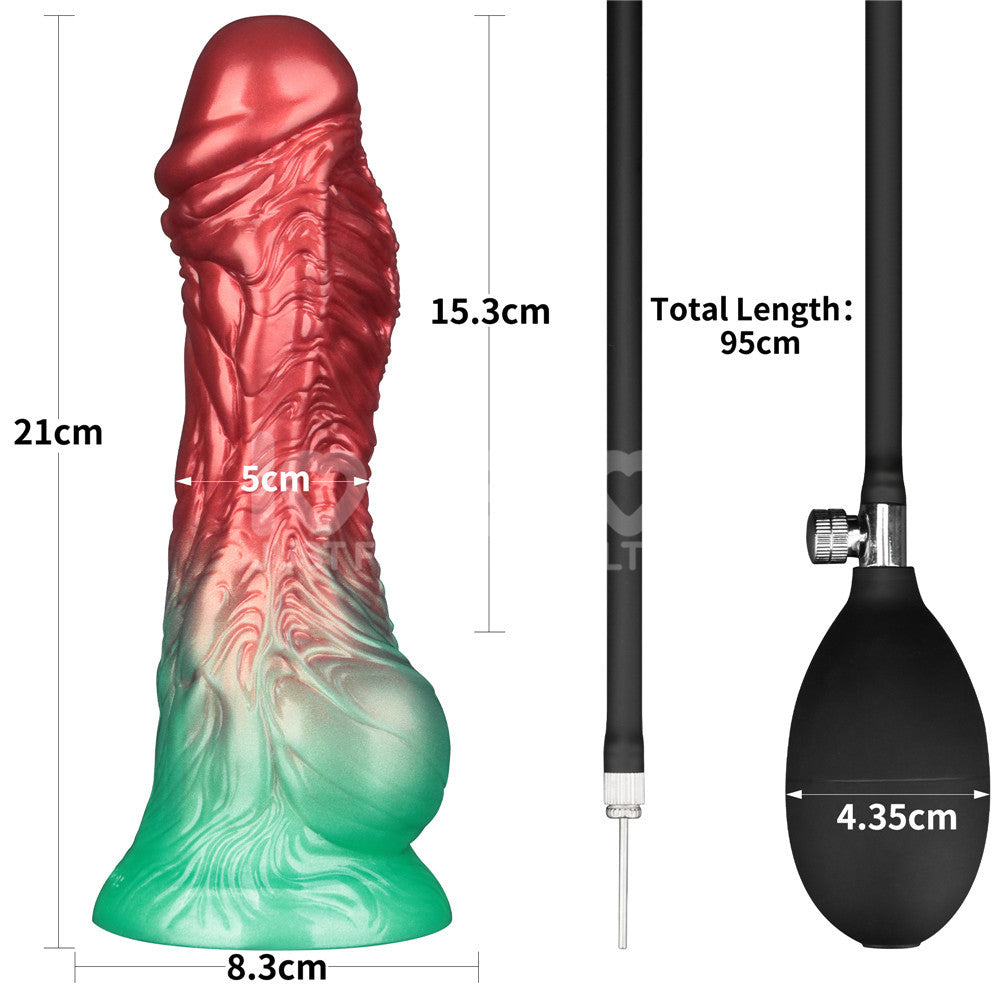 Aerosx Dual Density Inflatable Dildo (Red/Green) 8 Inch 28 cm – Adjustable Inflatable Dildo Fantasy Dongs