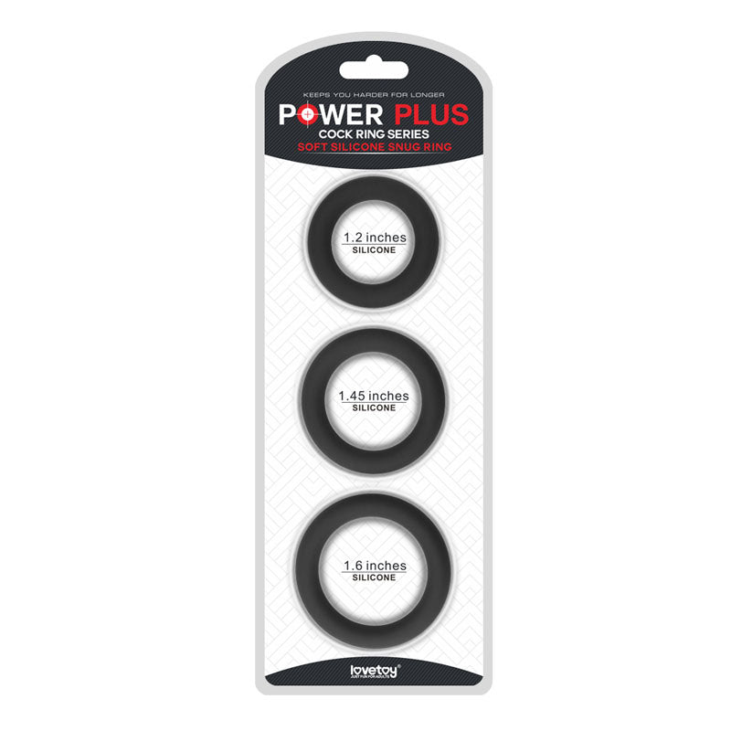 Power Plus - Soft Silicone Snug Ring - 3 Pack Black > Cock Ring > Sets