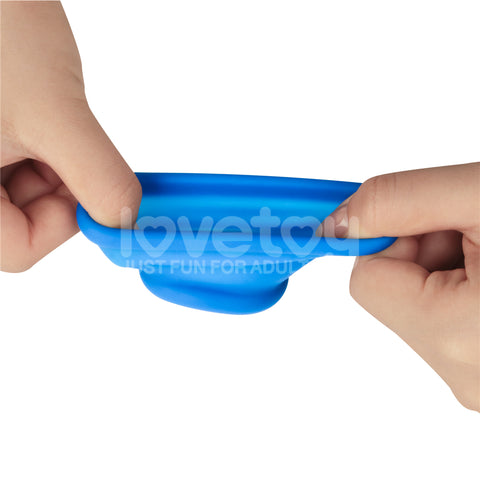 Lovetoy Pinnacle Pro Tapered Squeeze Stretcher Toy Blue > Sex Toys For Men > Ball Stretchers