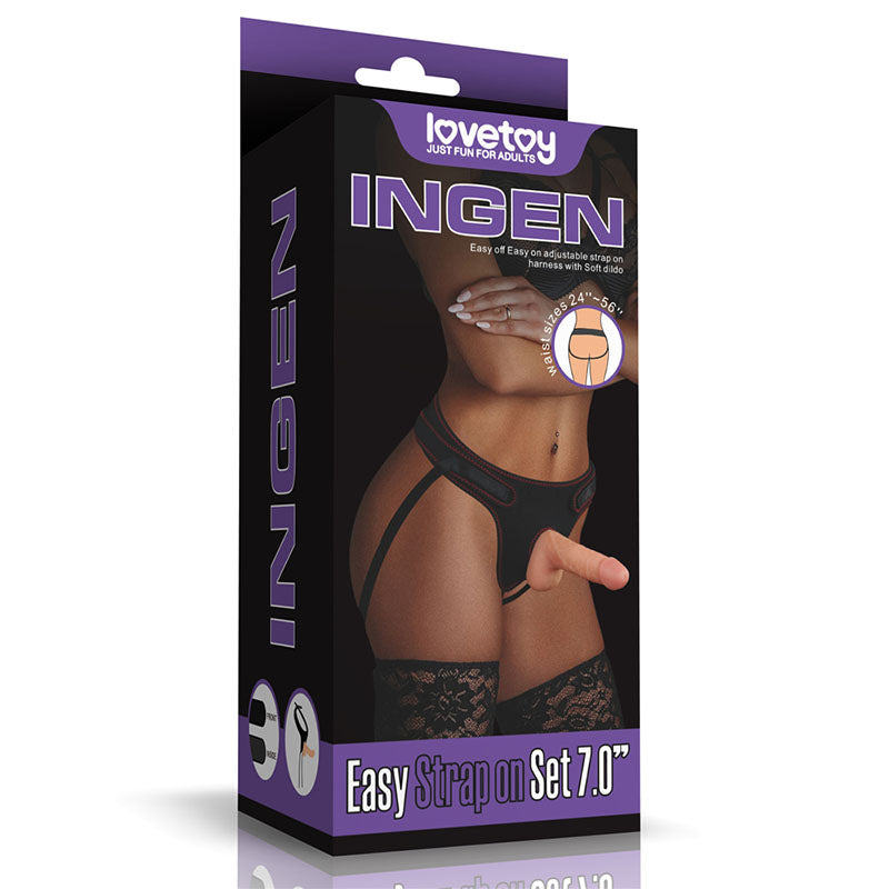Lovetoy Ingen Easy Strap On Set 7 Inch Realistic Dildo > Realistic Dildos and Vibes > Strap On Harnesses