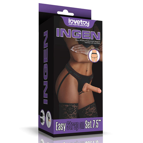 Easy Strap On Set 7.5 Inch Realistic Dildo for Lifelong Pleasure Black STRAP-ONS