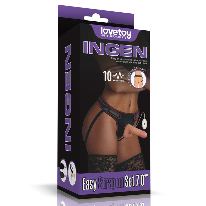 Ingen Vibrating Easy Strap-On Set 17.8 Centimeter 7 Inch Realistic Vibrating Strap-On Flesh > Realistic Dildos and Vibes > Strap On Harnesses