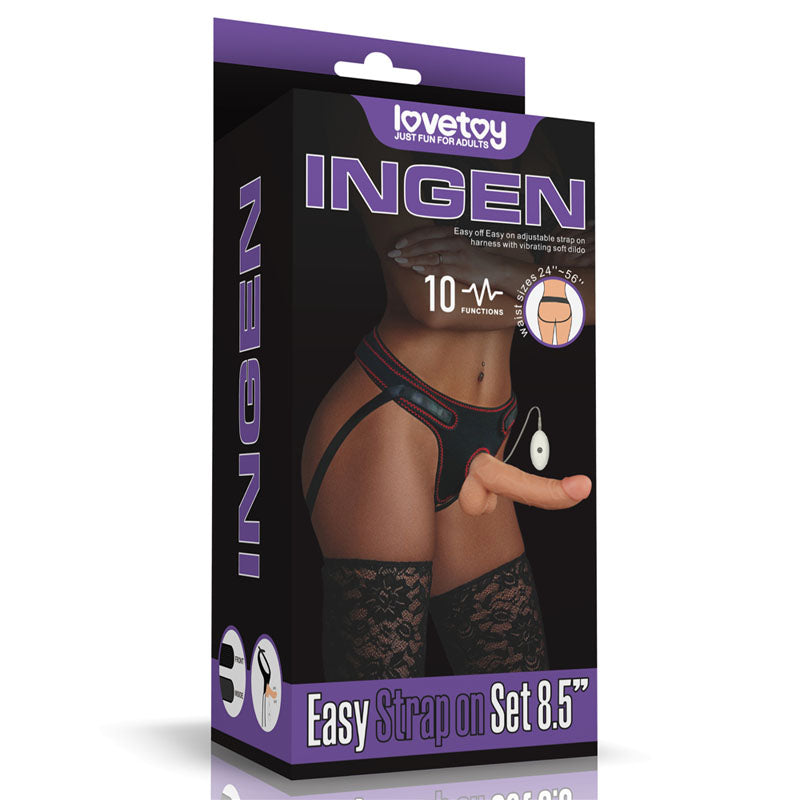 Ingen Vibrating Easy Strap-On Set – 21.6 cm Vibrating Strap-On Flesh > Dildos > Strap On Dildos