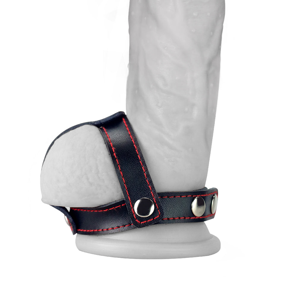 Bondage Fetish T-Style Leather Cock Ring with Ball Divider – Leather Cock Ring COCK RINGS