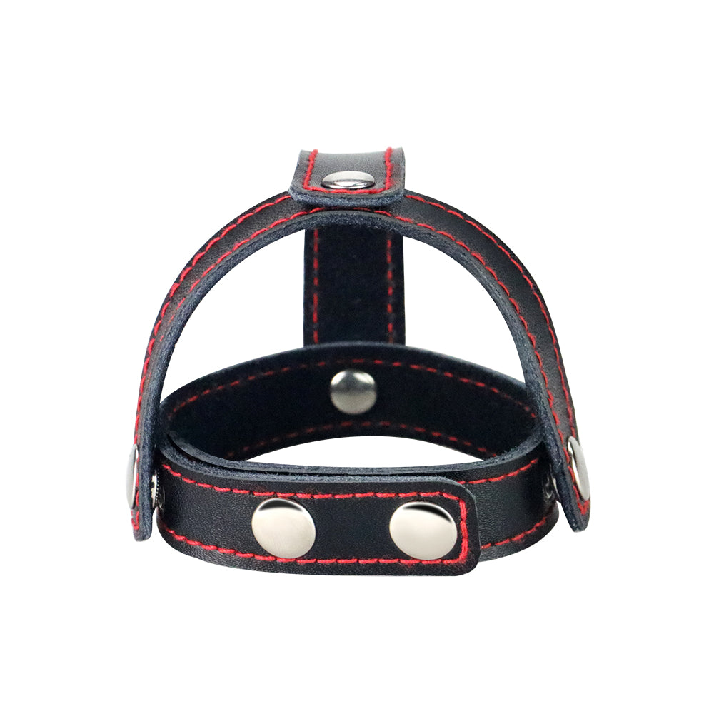 Bondage Fetish T-Style Leather Cock Ring with Ball Divider – Leather Cock Ring > Clothes > Mens Leather
