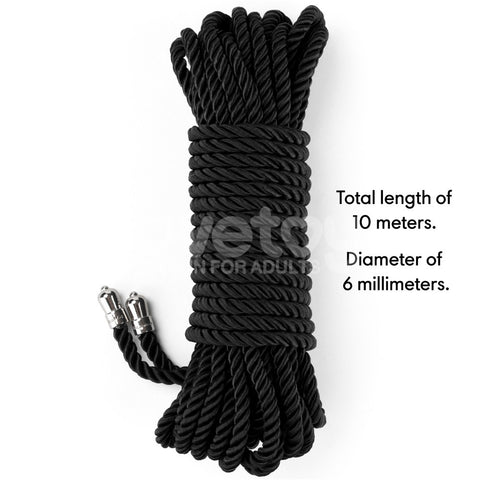 Rebellion Reign Silky Bondage Rope - Black 10 Metres Length BONDAGE-TOYS