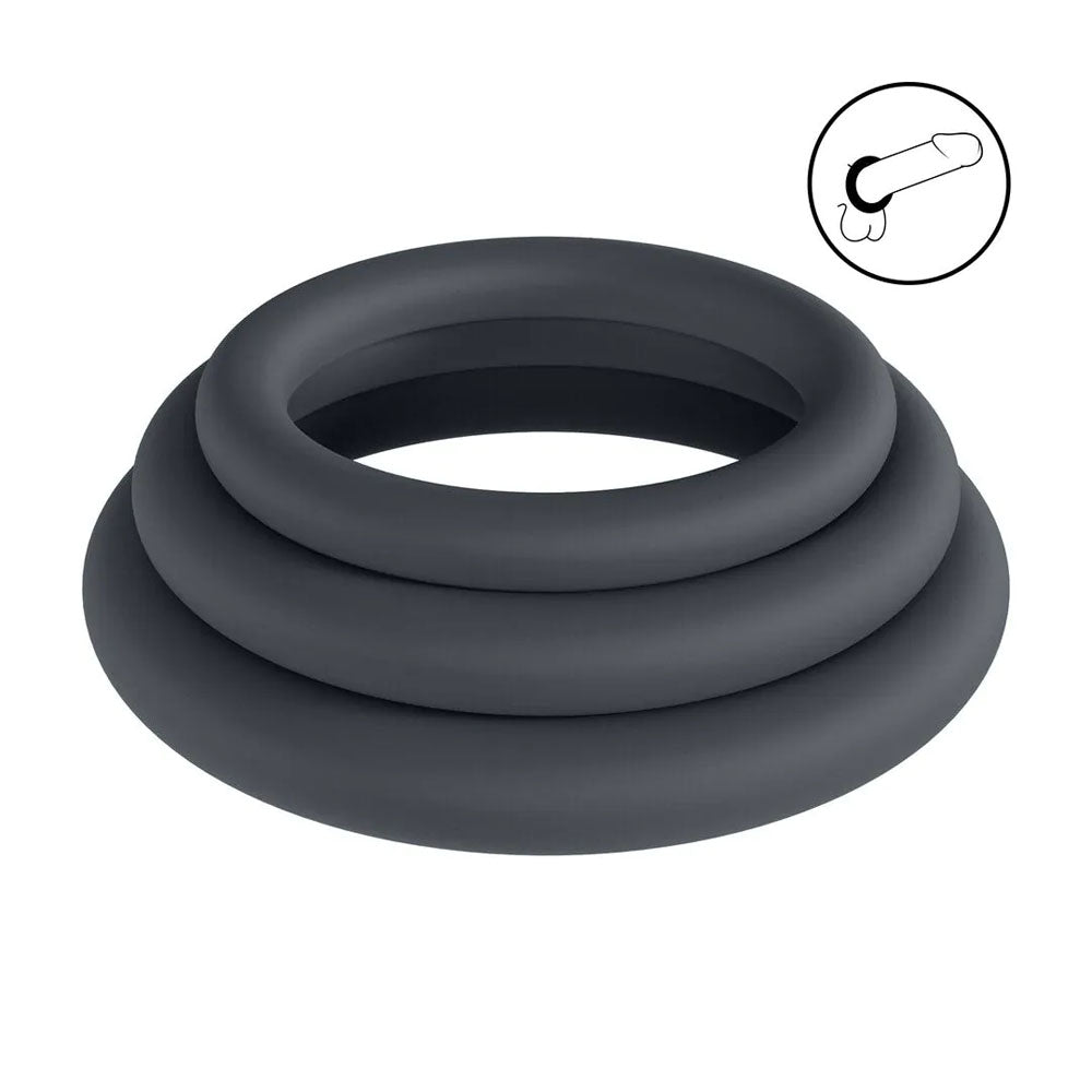 Levelz Classic Silicone Cock Ring Set Large Extra Large XXL – Body-Safe Silicone Cock Rings Set of 3 Sizes COCK RING Set