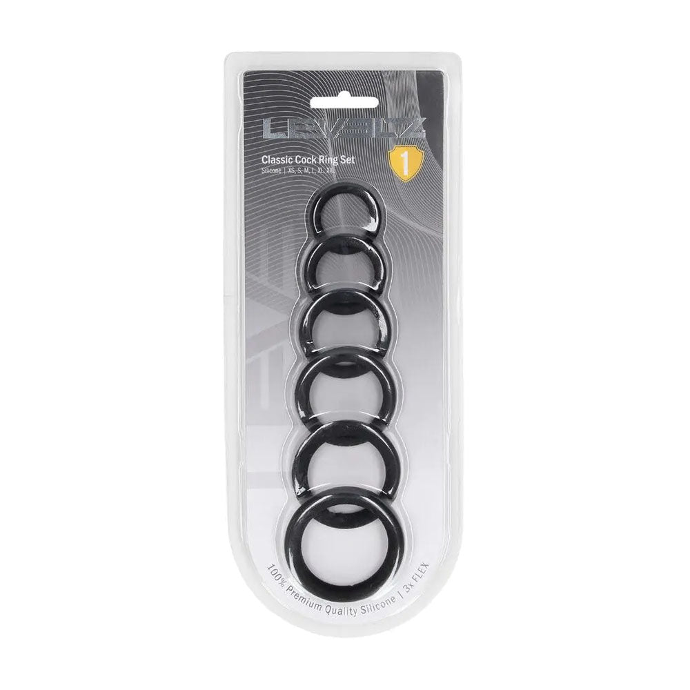 Levelz Classic Silicone Cock Ring Set (6 Sizes) – Body-Safe Silicone Cock Rings Set > Cock Ring > Sets
