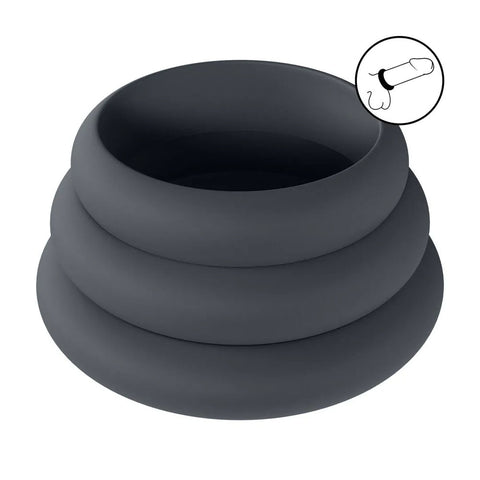 Levelz Wide O Silicone Cock Ring Set of Three Sizes S, M, L – Body-Safe Silicone Cock Rings Set COCK RING Set
