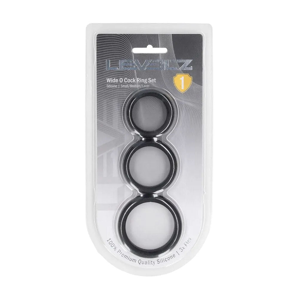 Levelz Wide O Silicone Cock Ring Set of Three Sizes S, M, L – Body-Safe Silicone Cock Rings Set COCK RING Set