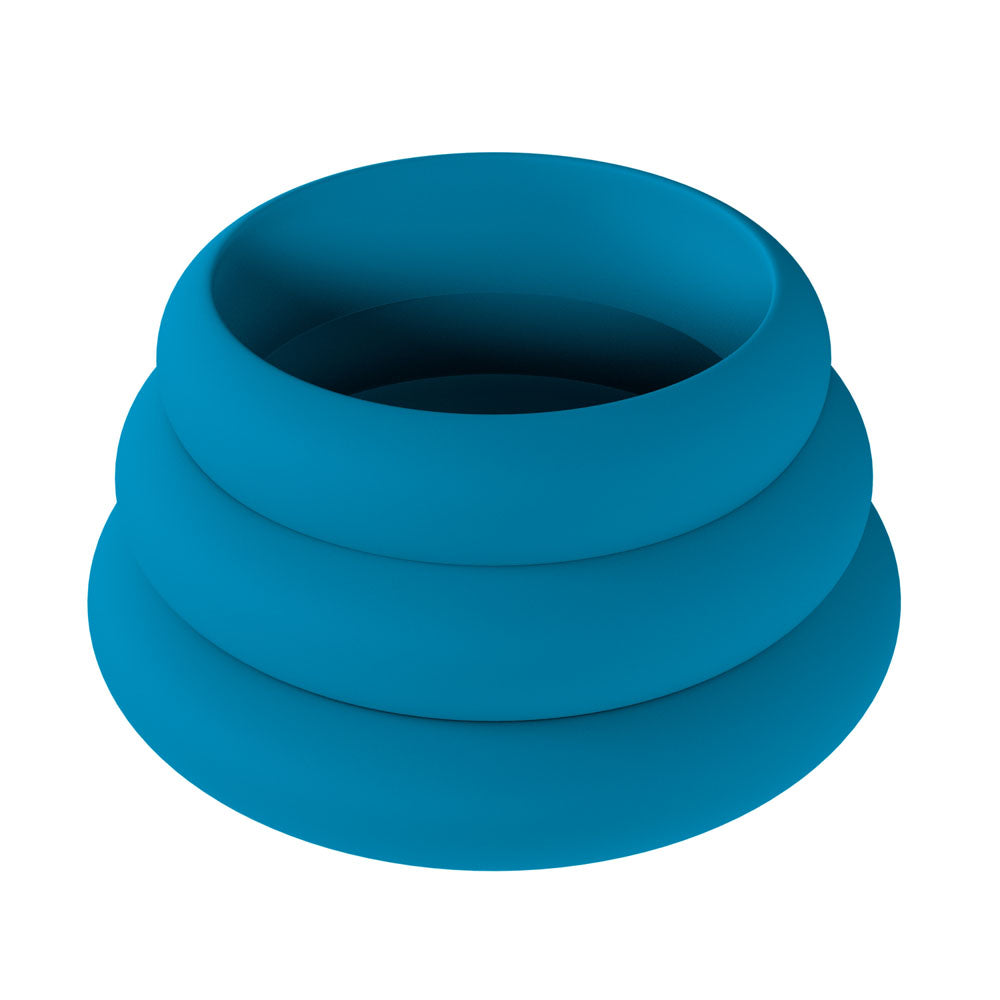 Levelz Wide O (Teal) Silicone Cock Ring Set of 3 Large, Extra Large, XXL – Body-Safe Cock Rings Secondary image