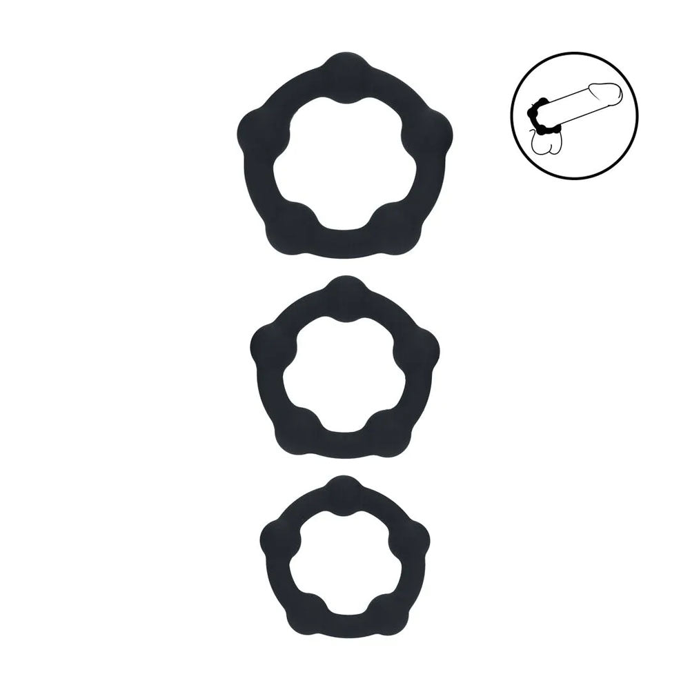 Levelz Beaded Silicone Cock Ring Set of 3 Sizes – Body-Safe Silicone Cock Rings COCK RING Set
