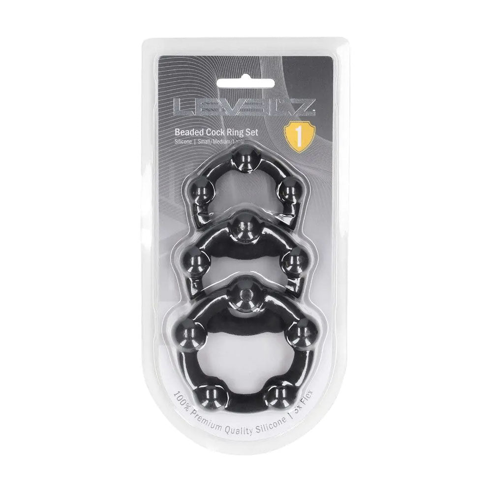 Levelz Beaded Silicone Cock Ring Set of 3 Sizes – Body-Safe Silicone Cock Rings COCK RING Set