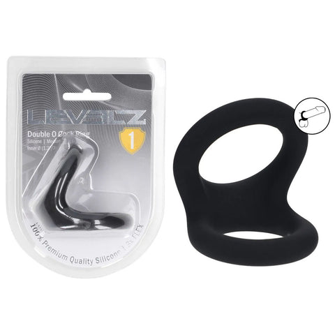 Levelz Double O Silicone (Black) – Dual-Loop Cock and Balls Ring Black COCK RINGS Sling