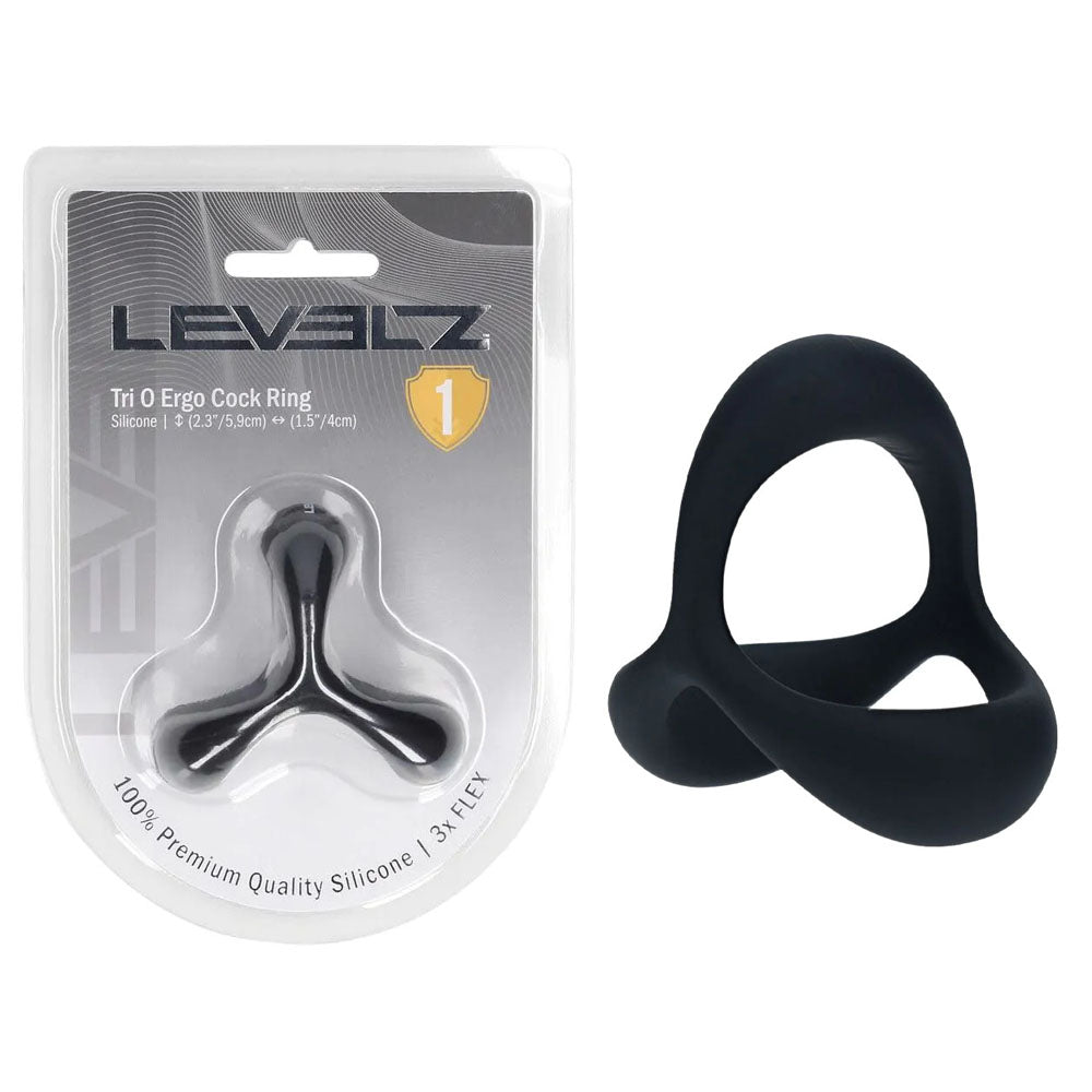Levelz Tri O Ergo (Black) – Silicone Cock and Balls Ring Black > Cock Ring > Sling Main image