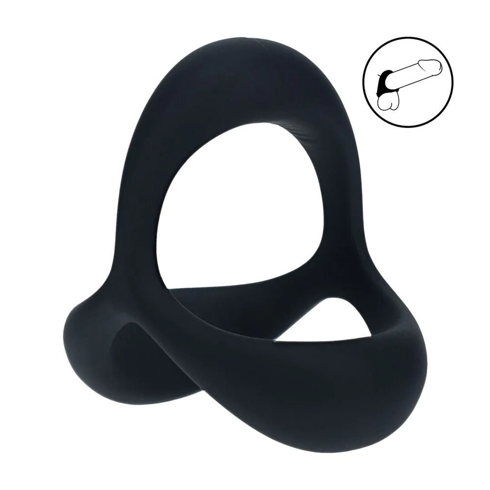 Levelz Tri O Ergo (Black) – Silicone Cock and Balls Ring Secondary image