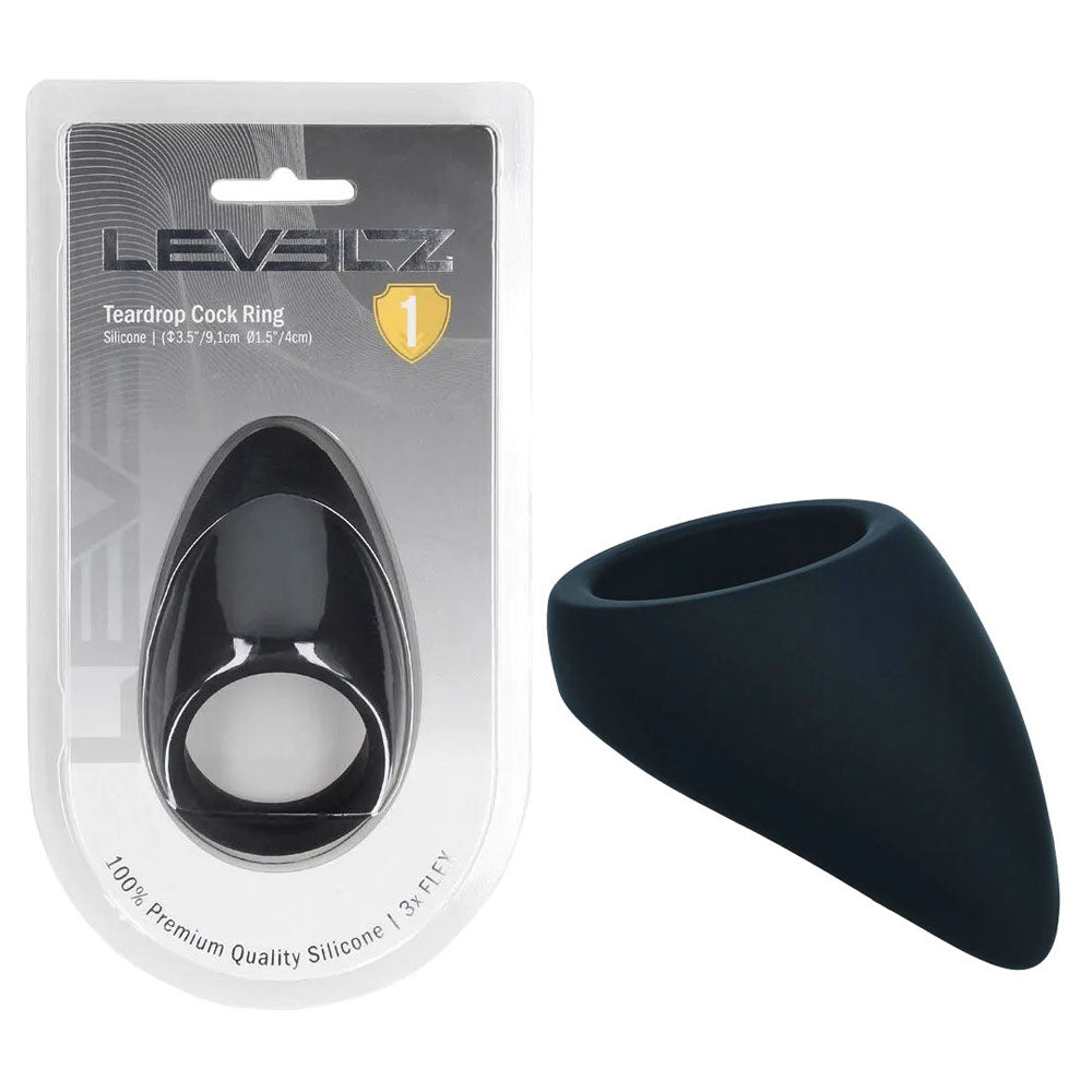 Levelz Teardrop Silicone Cock Ring – Ergonomic Silicone Cock Ring Black > Cock Ring > Single Main image