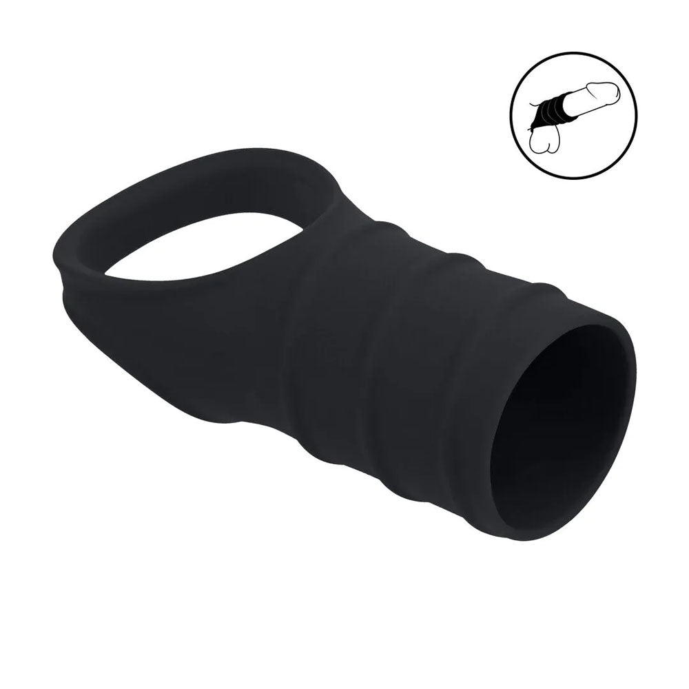 LEVELZ Silicone Cock Ring and Ribbed Sleeve – Body-Safe Silicone Cock Ring with Sleeve > Sex Toys For Men > Penis Sleeves