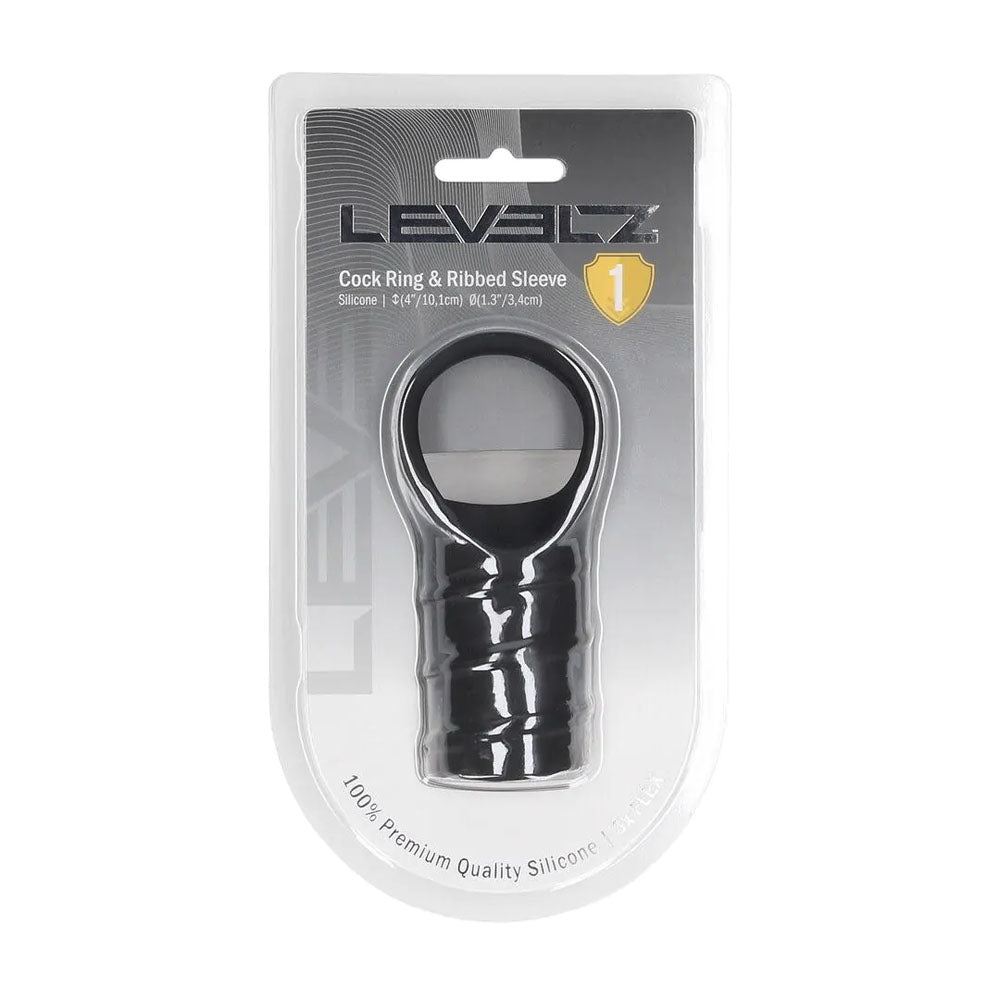 LEVELZ Silicone Cock Ring and Ribbed Sleeve – Body-Safe Silicone Cock Ring with Sleeve > Sex Toys For Men > Penis Sleeves