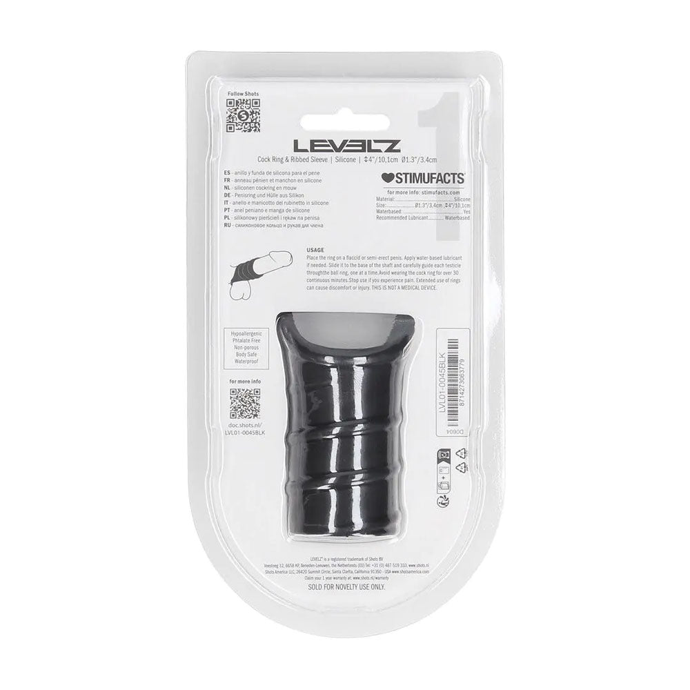 LEVELZ Silicone Cock Ring and Ribbed Sleeve – Body-Safe Silicone Cock Ring with Sleeve > Sex Toys For Men > Penis Sleeves
