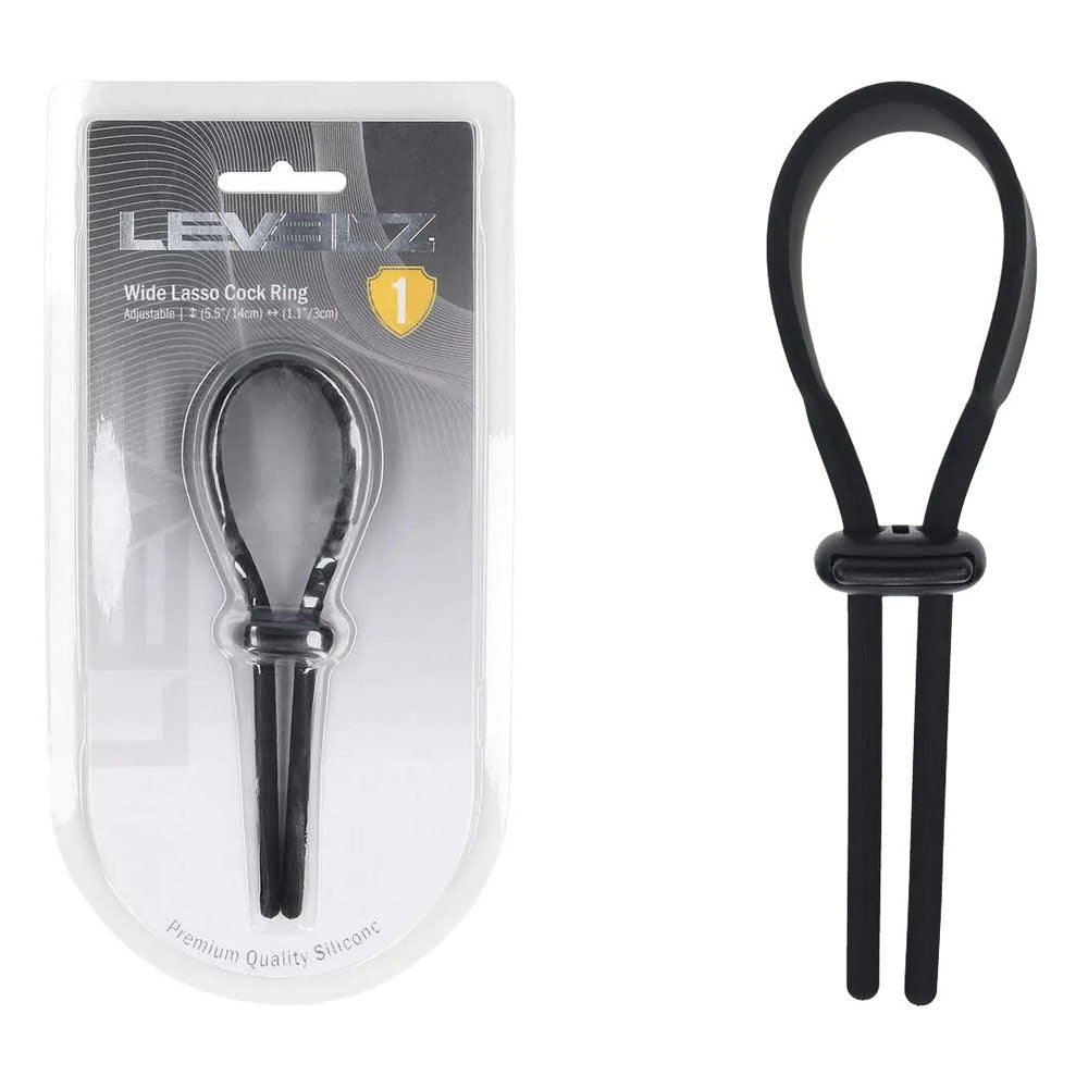 Levelz Wide Adjustable Silicone Lasso (Black) – Flexible Non-Vibrating Adjustable Cock Ring Black > Cock Ring > Adjustable