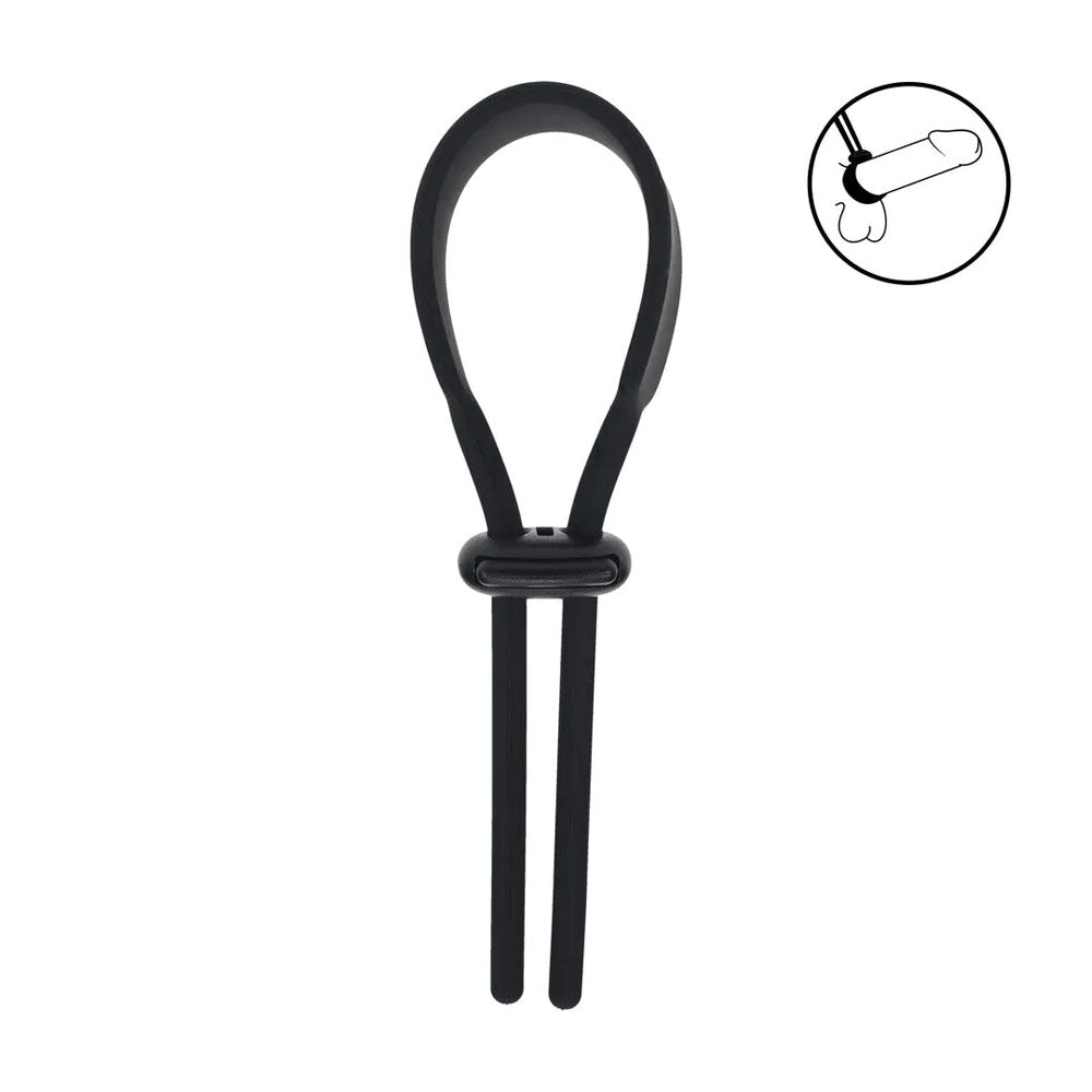 Levelz Wide Adjustable Silicone Lasso (Black) – Flexible Non-Vibrating Adjustable Cock Ring COCK RINGS Adjustable
