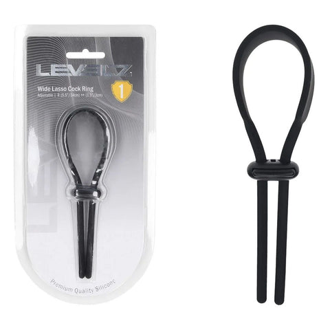 Levelz Wide Adjustable Silicone Lasso (Black) – Flexible Non-Vibrating Adjustable Cock Ring Black COCK RINGS Adjustable