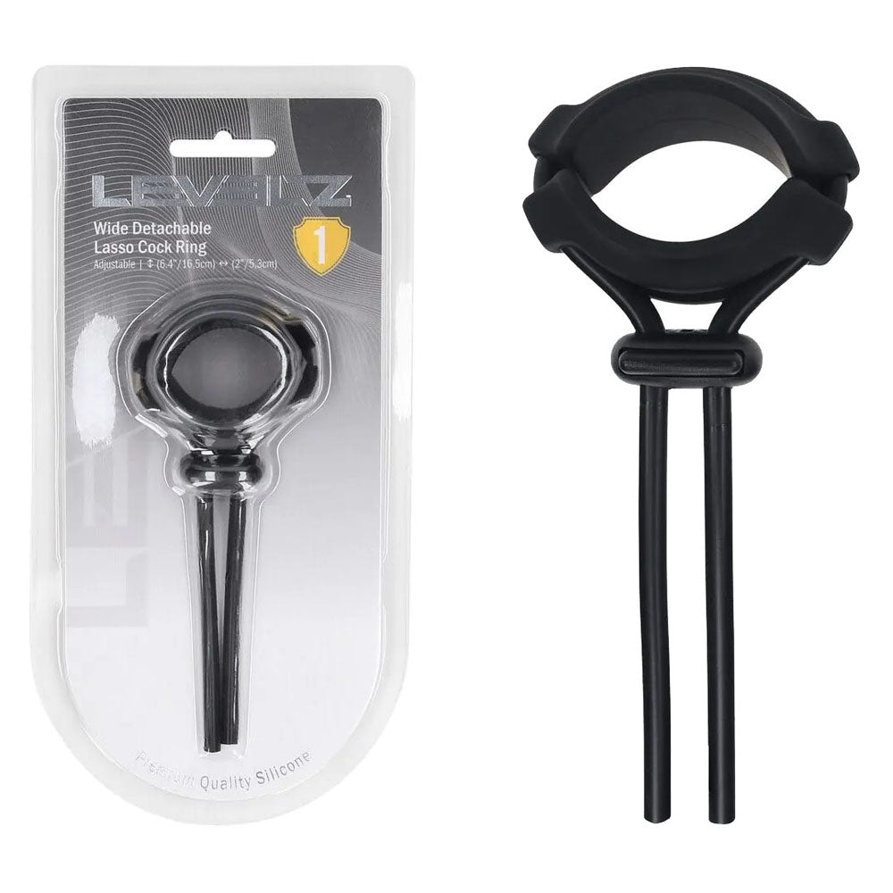Levelz Wide Detachable Lasso (Black) – Adjustable Silicone Cock Ring Black COCK RINGS Adjustable