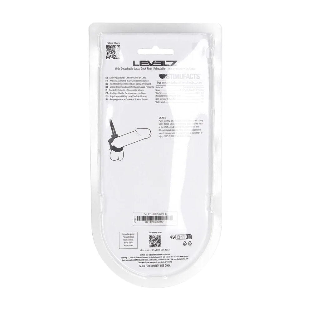 Levelz Wide Detachable Lasso (Black) – Adjustable Silicone Cock Ring COCK RINGS Adjustable